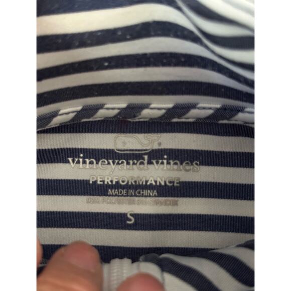 Vineyard Vines Performance Deep Bay Stripe Long Sleeve Half Zip Shirt Size S - Picture 10 of 13